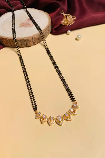 Latest gold plated american diamond mangalsutra