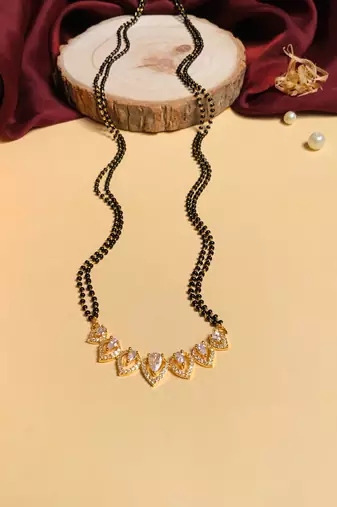 Latest gold plated american diamond mangalsutra