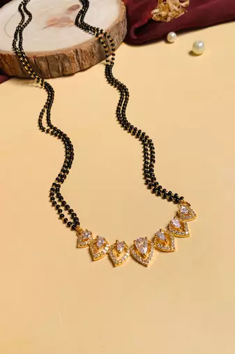 Latest gold plated american diamond mangalsutra