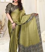 Light Green Chiffon Solid Saree Without Blouse