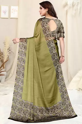Light Green Chiffon Solid Saree Without Blouse