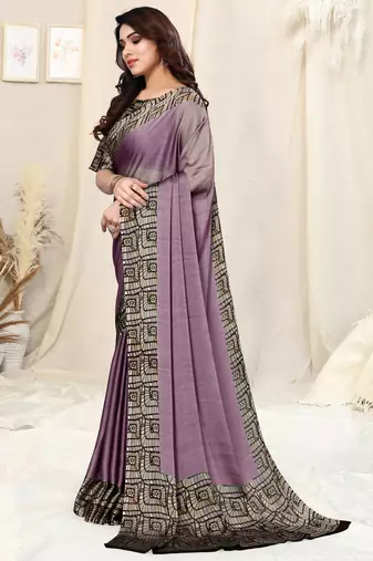 Dusty Purple Chiffon Solid Saree Without Blouse