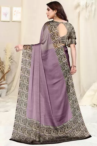 Dusty Purple Chiffon Solid Saree Without Blouse
