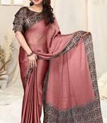 Dusty Pink Chiffon Solid Saree Without Blouse