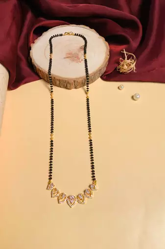 Latest gold plated american diamond mangalsutra