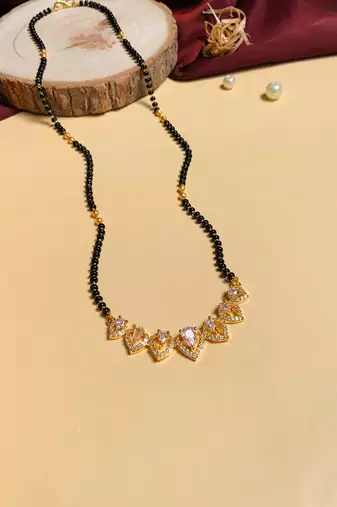 Latest gold plated american diamond mangalsutra