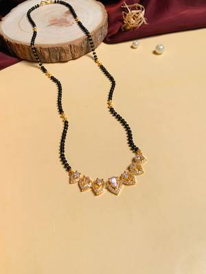 Latest gold plated american diamond mangalsutra 3