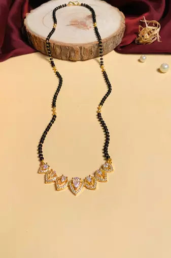 Latest gold plated american diamond mangalsutra