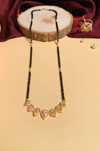 Latest gold plated american diamond mangalsutra