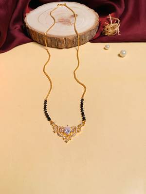 Latest gold plated american diamond mangalsutra 1