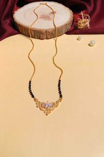 Latest gold plated american diamond mangalsutra