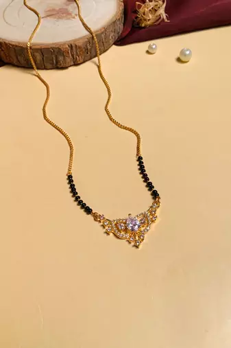 Latest gold plated american diamond mangalsutra
