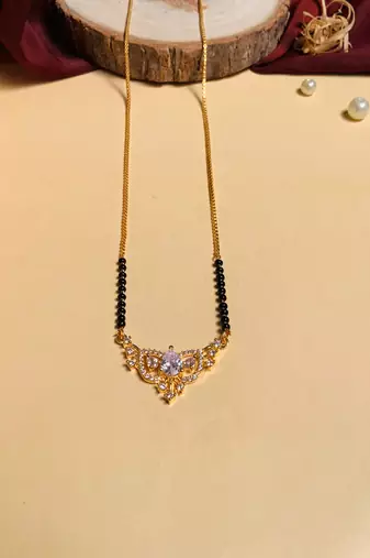 Latest gold plated american diamond mangalsutra