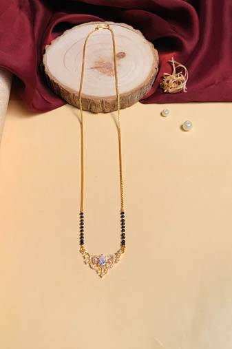 Latest gold plated american diamond mangalsutra