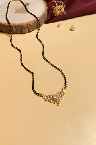 Latest gold plated american diamond mangalsutra
