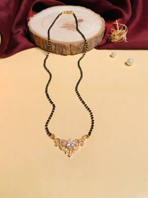 Latest gold plated american diamond mangalsutra 3