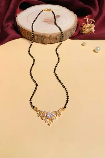 Latest gold plated american diamond mangalsutra