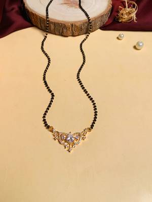 Latest gold plated american diamond mangalsutra 4