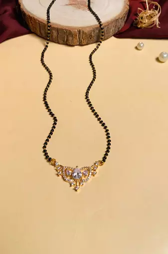 Latest gold plated american diamond mangalsutra