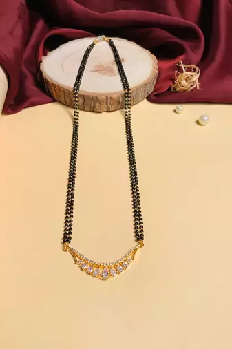 Latest gold plated american diamond mangalsutra