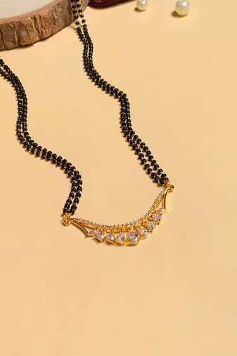 Latest gold plated american diamond mangalsutra
