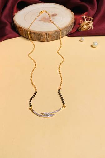 Latest gold plated american diamond mangalsutra