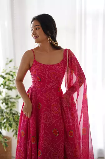 pink organza stitched ethnic suits