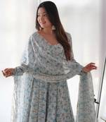 sea green organza stitched ethnic suits