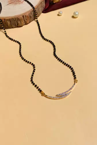 Latest gold plated american diamond mangalsutra