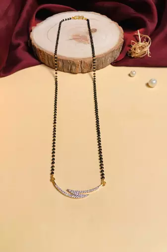 Latest gold plated american diamond mangalsutra