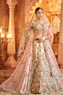 Off White Silk Hand Work Lehenga Choli 1