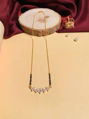 Latest gold plated american diamond mangalsutra 3