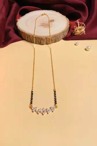 Latest gold plated american diamond mangalsutra
