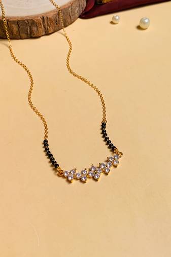 Latest gold plated american diamond mangalsutra