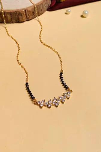 Latest gold plated american diamond mangalsutra
