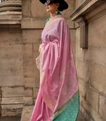 Light Pink Soft Handloom Silk Woven Work Saree With Blouse