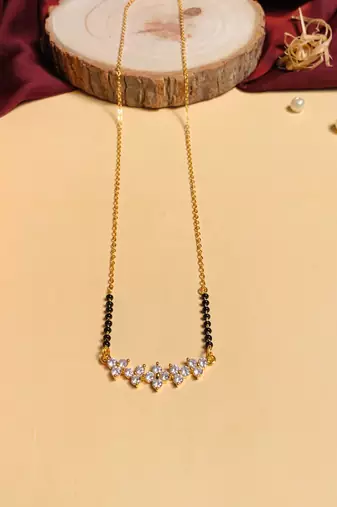Latest gold plated american diamond mangalsutra