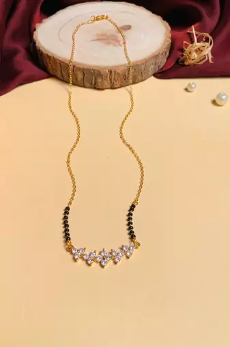 Latest gold plated american diamond mangalsutra