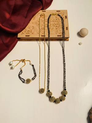 Latest gold plated american diamond mangalsutra combo 1