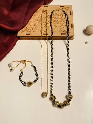 Latest gold plated american diamond mangalsutra combo 2