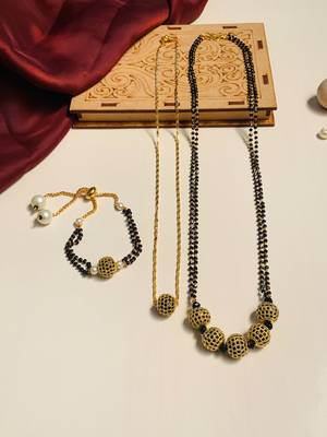 Latest gold plated american diamond mangalsutra combo 3
