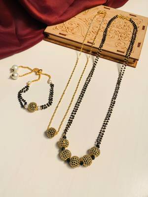 Latest gold plated american diamond mangalsutra combo 4