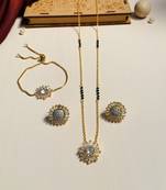 Latest gold plated american diamond mangalsutra combo