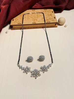 Latest silver plated american diamond mangalsutra combo 1