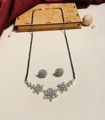 Latest silver plated american diamond mangalsutra combo