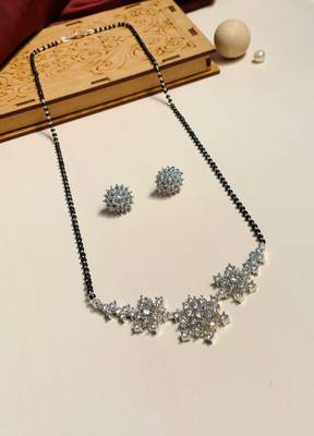 Latest silver plated american diamond mangalsutra combo 3