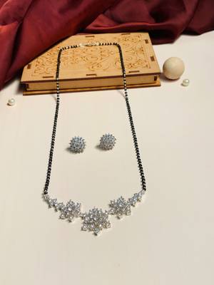 Latest silver plated american diamond mangalsutra combo 4