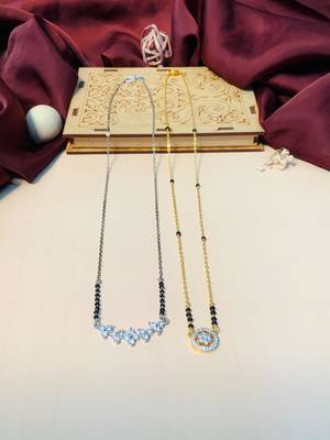 Latest gold plated american diamond mangalsutra combo 1