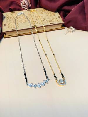 Latest gold plated american diamond mangalsutra combo 2