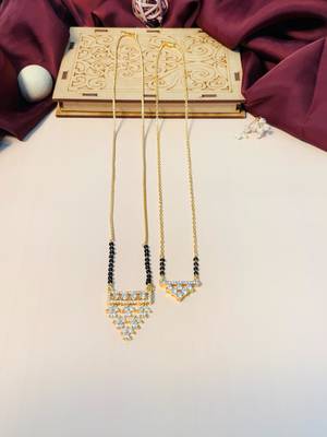 Latest gold plated american diamond mangalsutra combo 1